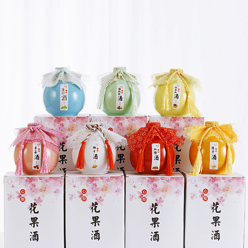 花果酒柚子山楂桔子草莓哈密瓜薄荷猕猴桃酒女士低度甜酒花酒果酒