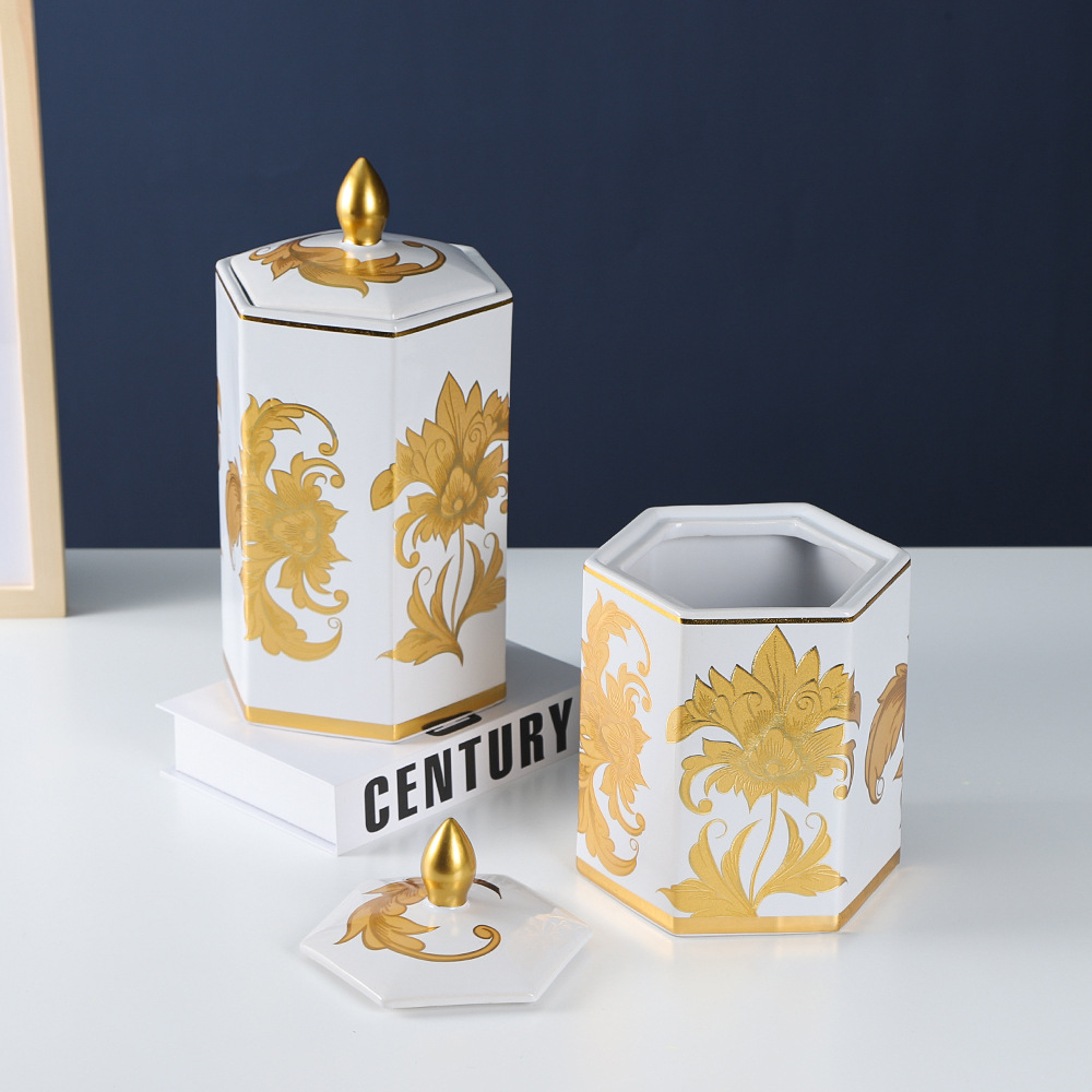 Ceramic Storage Jar with Lid Tea Pot Storage Bottle Jar Nordic Home Ornament Light Luxury Ceramic Vase Crafts