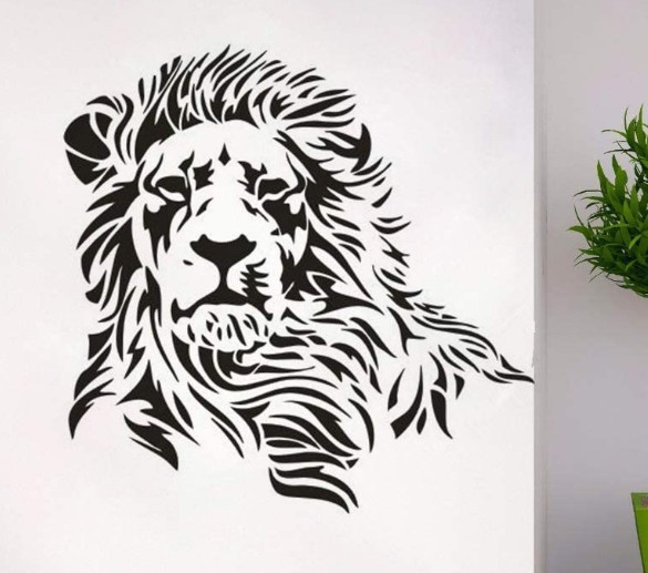 狮子头像创意精雕墙贴艺术家居墙贴画 尺寸可定制