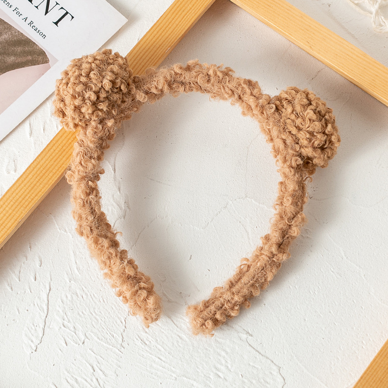 Zhao Lusi Same Style Lamb Hair Band Female Face Wash Cute Headband Hairpin Simple Bear Headdress Plush Hair Accessories