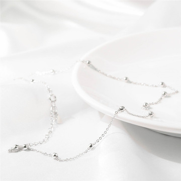 925银链条 压光十字间珠链 手链毛衣链项链diy项链材料半成品配件