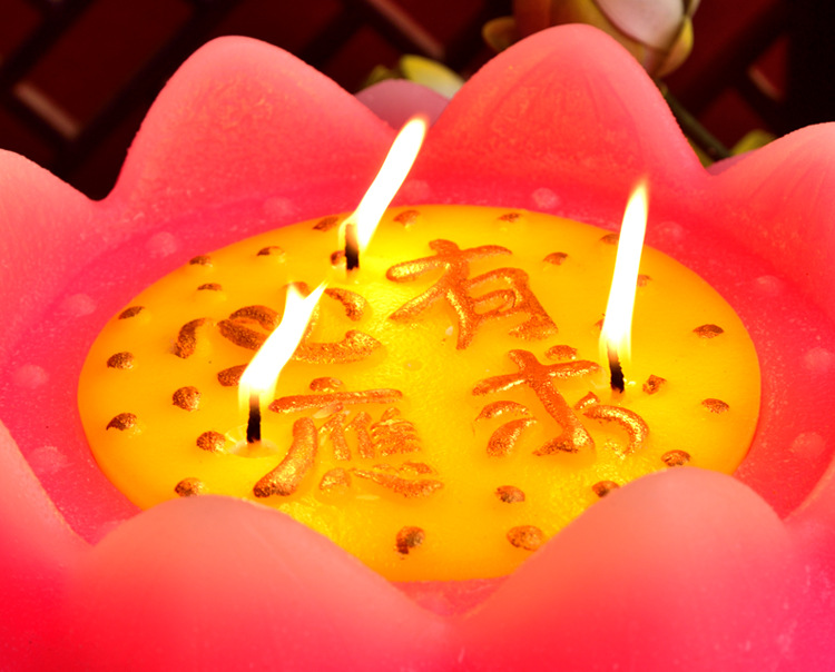 莲花蜡烛供佛佛具佛教用品荷花蜡烛莲花灯许愿灯拜神长明灯铁座