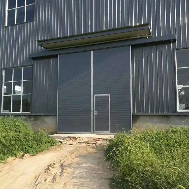 车间平移式推拉大门压型彩钢防火推拉门工业推拉大门滑轨平移大门