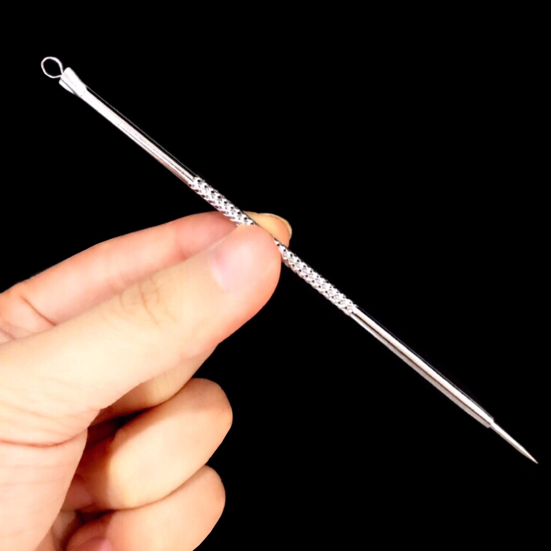 黛安芬9077优质不锈钢亮银色长款粉刺针暗疮针去黑头去白头挑痘针