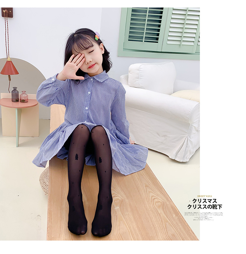 儿童肉色丝袜夏季女童连裤袜超薄透气小女孩白色兔子打底舞蹈袜子