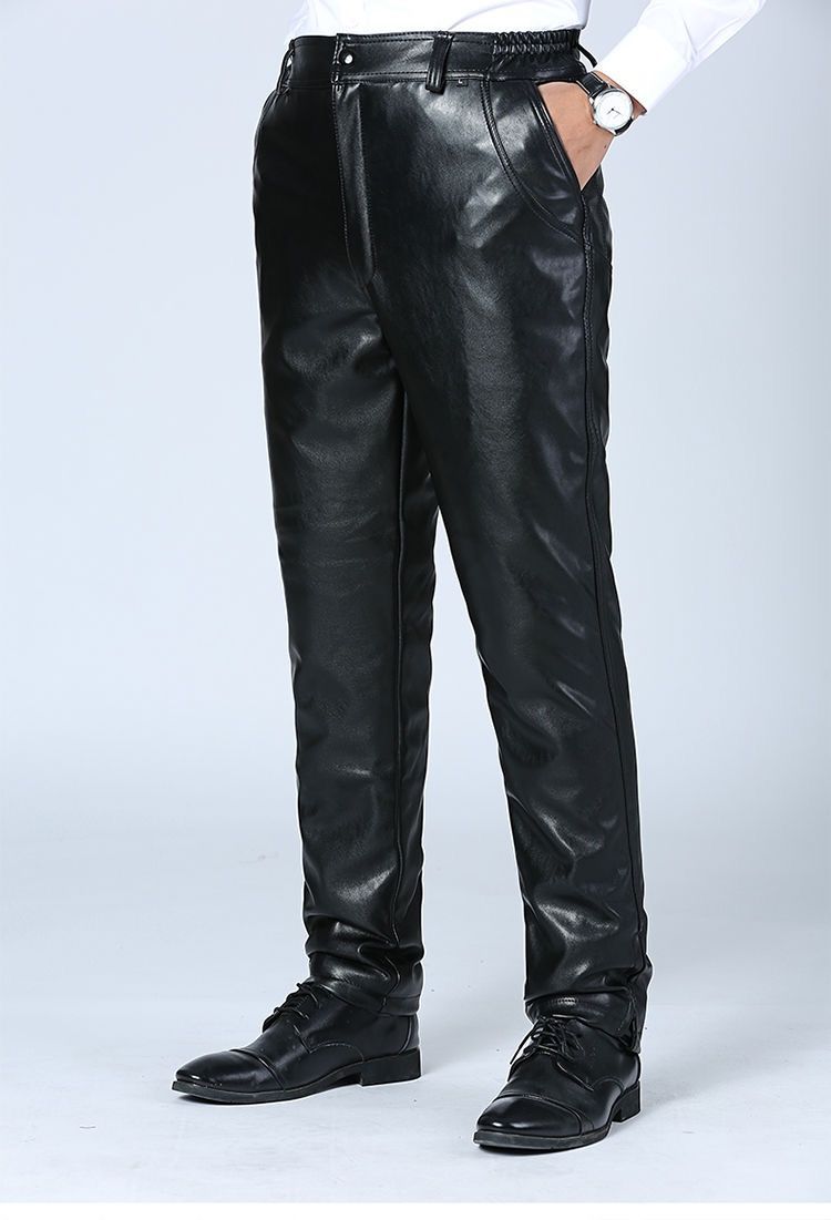 摩托皮裤保暖机车中年棉裤皮中老年人冬季防风男士加厚大码pu加绒