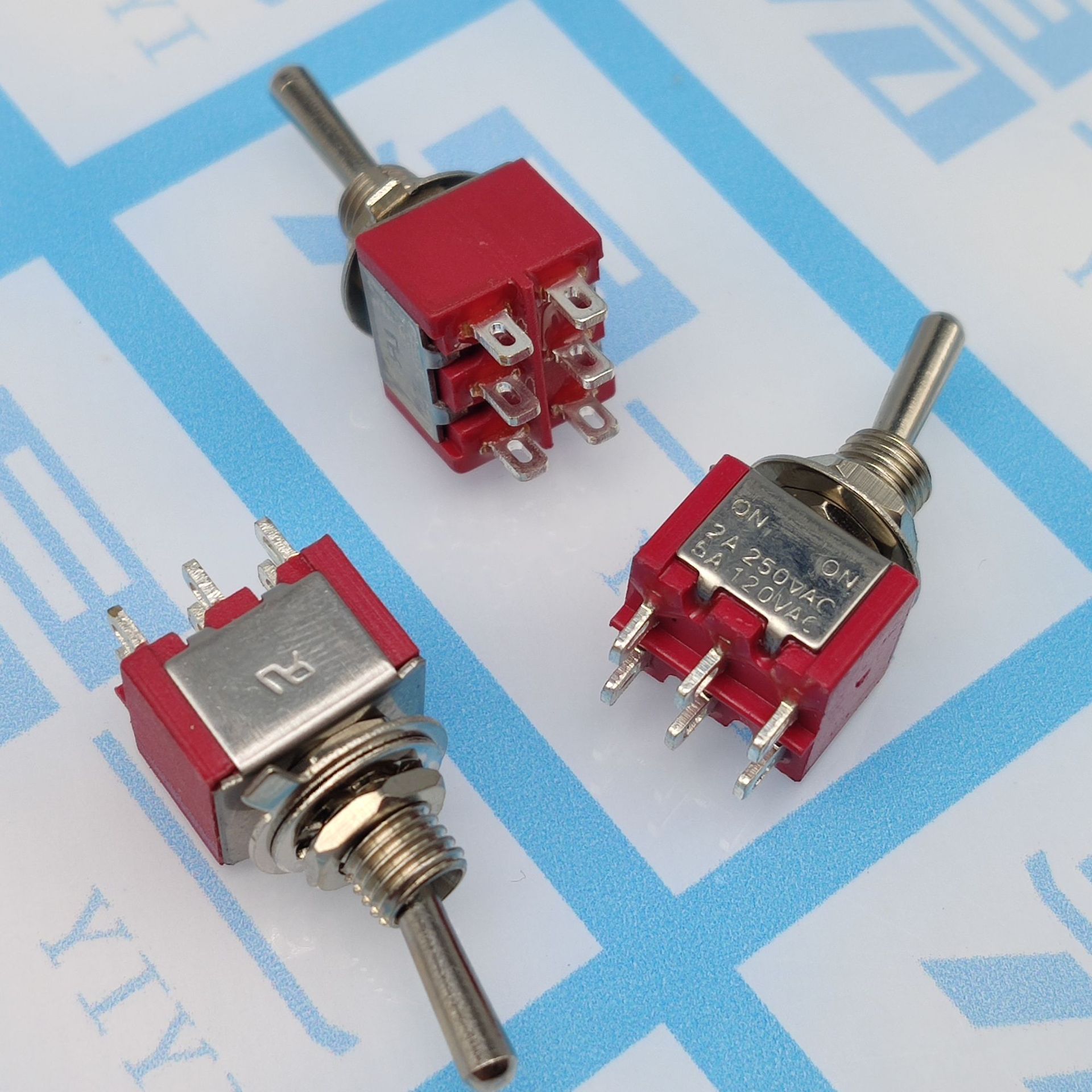 mts-202红色6脚2档6mm小钮子开关银点波动开关脚打隔热胶不怕焊化