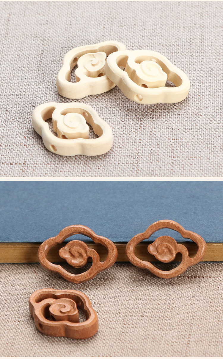 厂家供应桃木 黄杨木 雕刻镂空祥云钥匙扣黑檀 红檀祥云diy挂配件