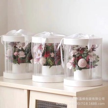 巨型PVC抱抱桶圆形韩式手捧花盒草莓花束礼盒520超大鲜花礼盒