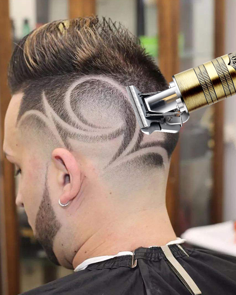 t9亚马逊热卖复古油头雕刻光头 电推剪 理发器 充电式理发器