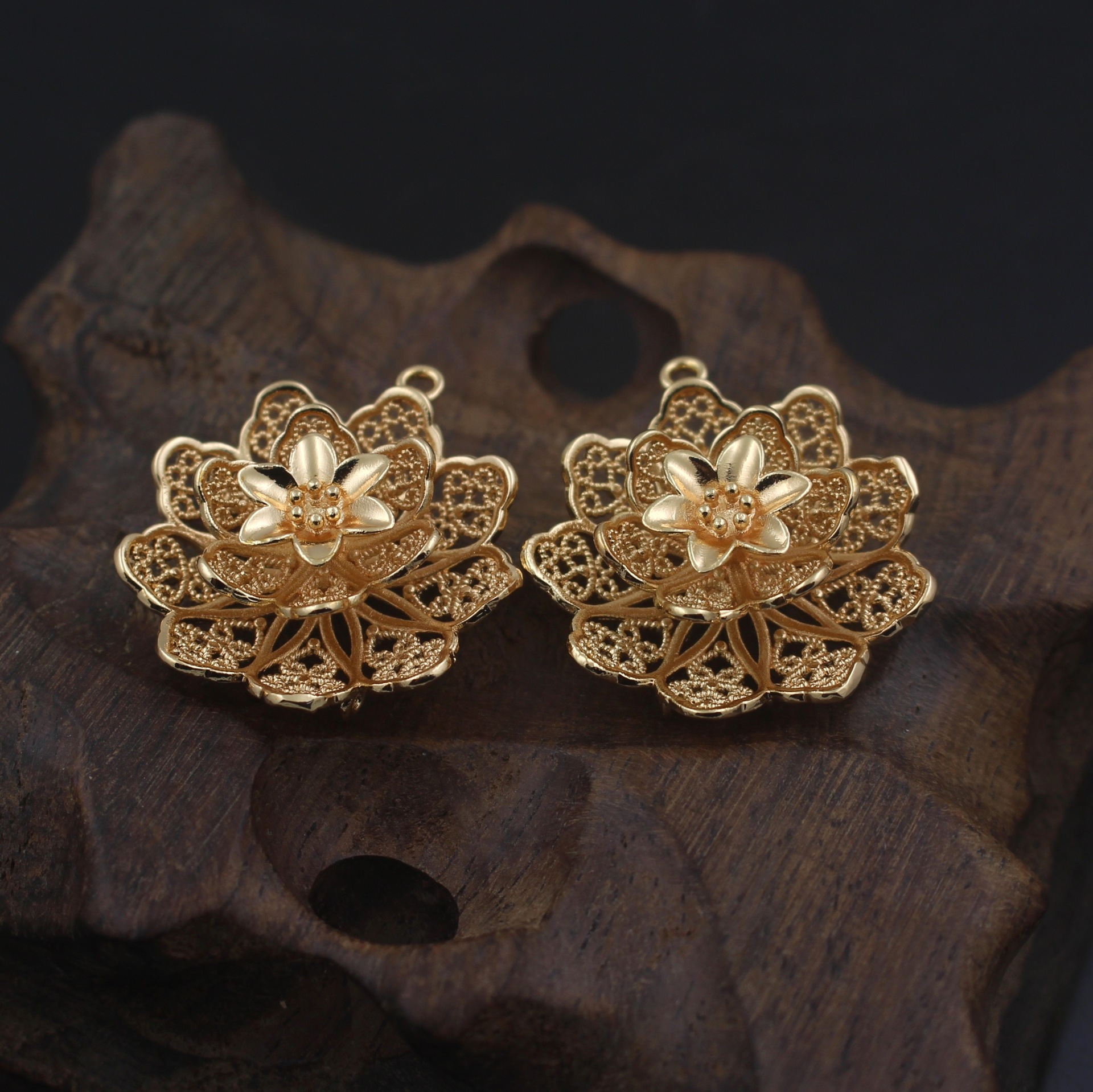 古风百搭小簪花仿金丝镂空花唐风明制汉服发簪材料