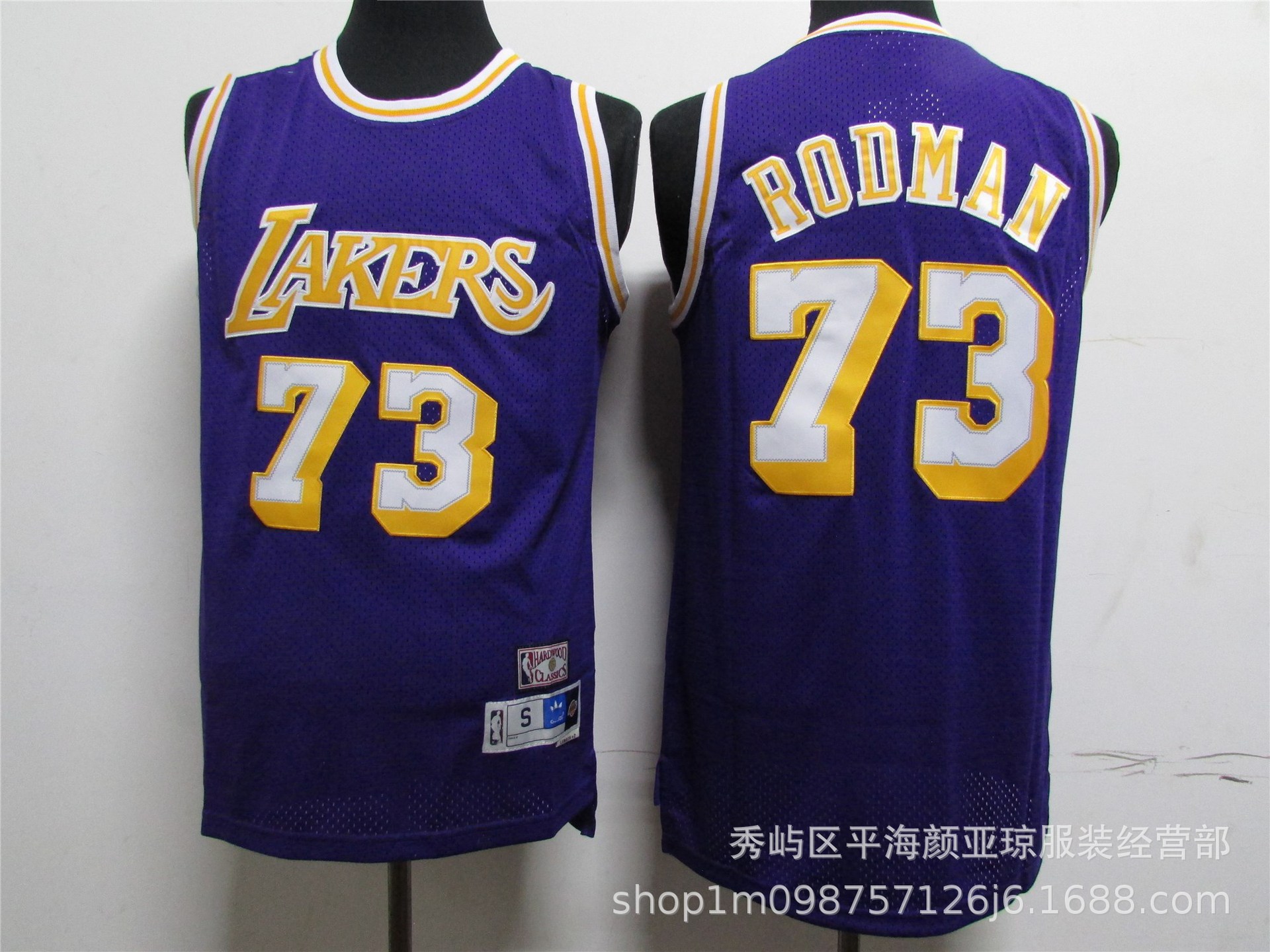 nba球衣 湖人队 73号罗德曼 复古刺绣版 新款球衣 nba