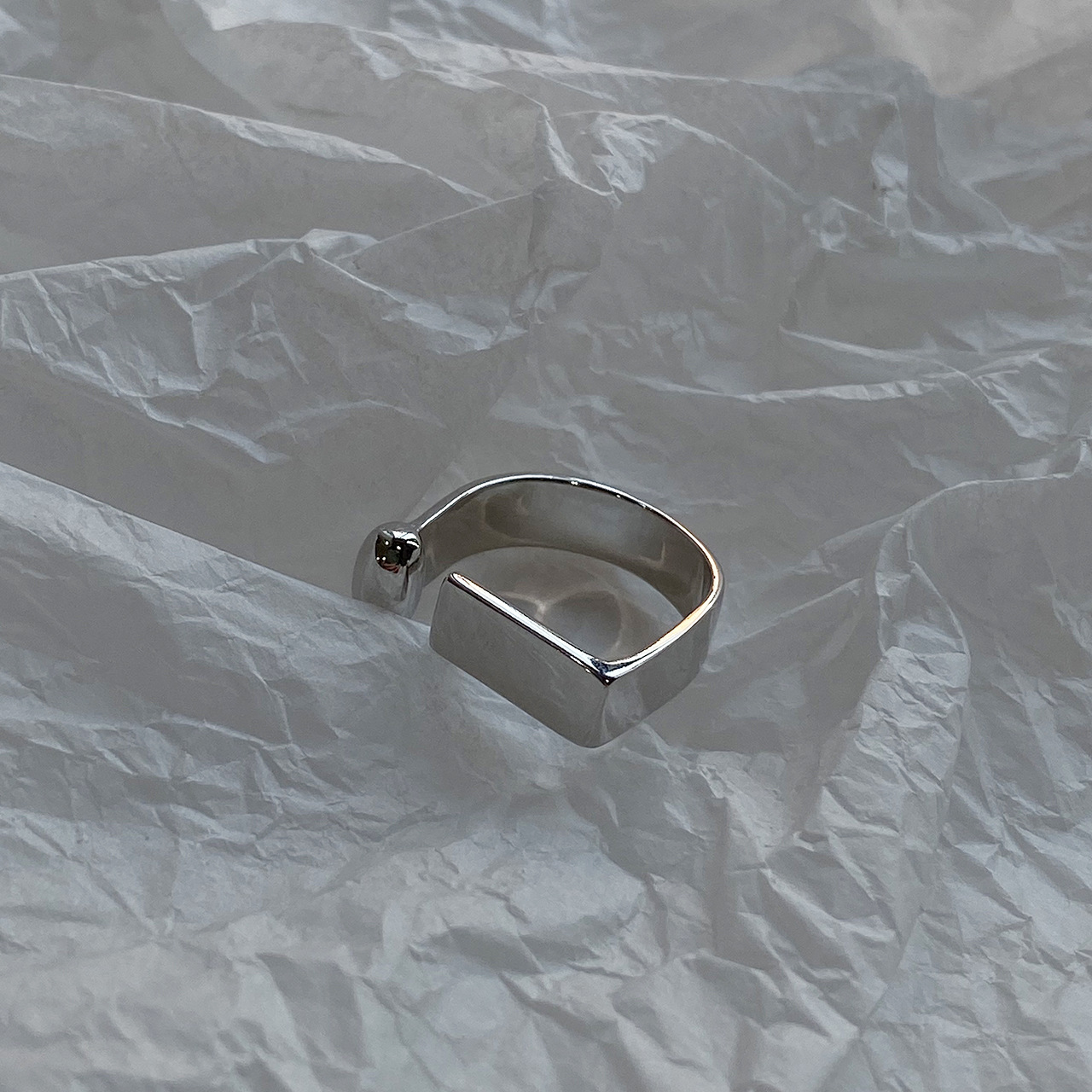 光面金属球开口戒指女 韩国时尚简约个性食指戒东大门可调节指环