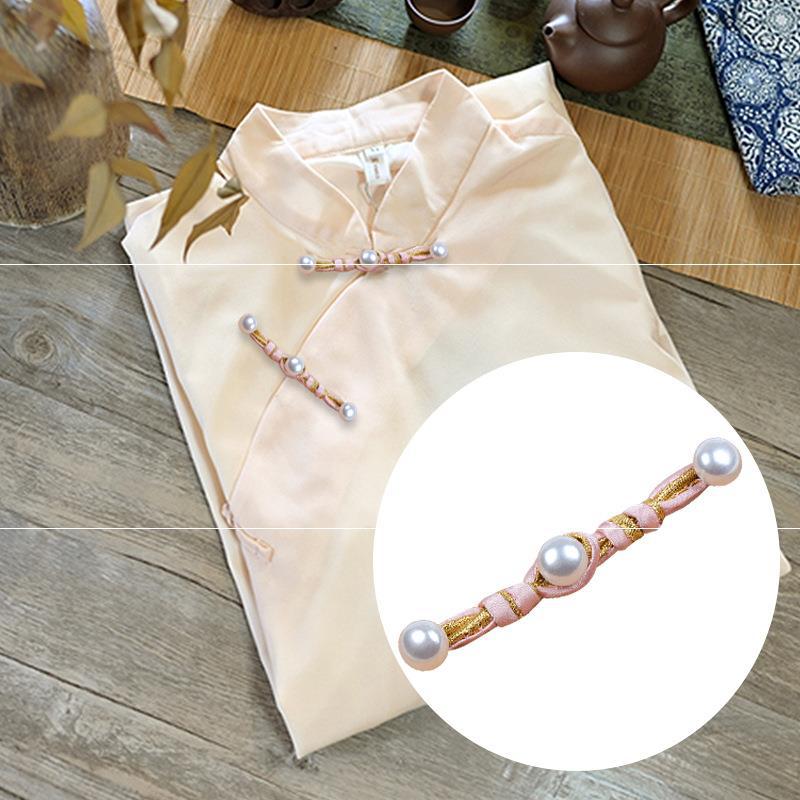 珍珠一字旗袍盘扣唐装汉服复古手工编织布扣中式纽扣扣子装饰辅料