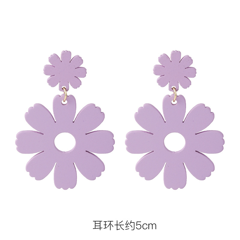 925 Silver Pin Earrings 2023 New Trendy Purple Simple and Fresh Stud Earrings Korean Style Hot Selling Flowers Earrings