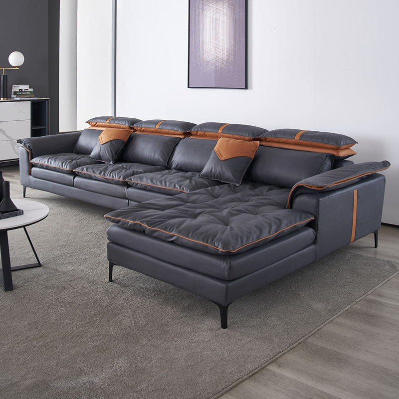 意式科技布乳胶布艺沙发组合现代简约客厅羽绒转角大沙发一件代发