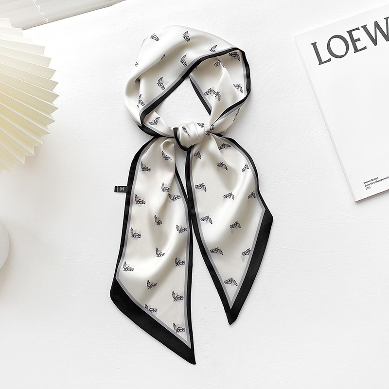 Diagonal Korean-Style Long Belt Silk Scarf All-Matching Decorative Ribbon Small Scarf Women's Lace-up Scarf