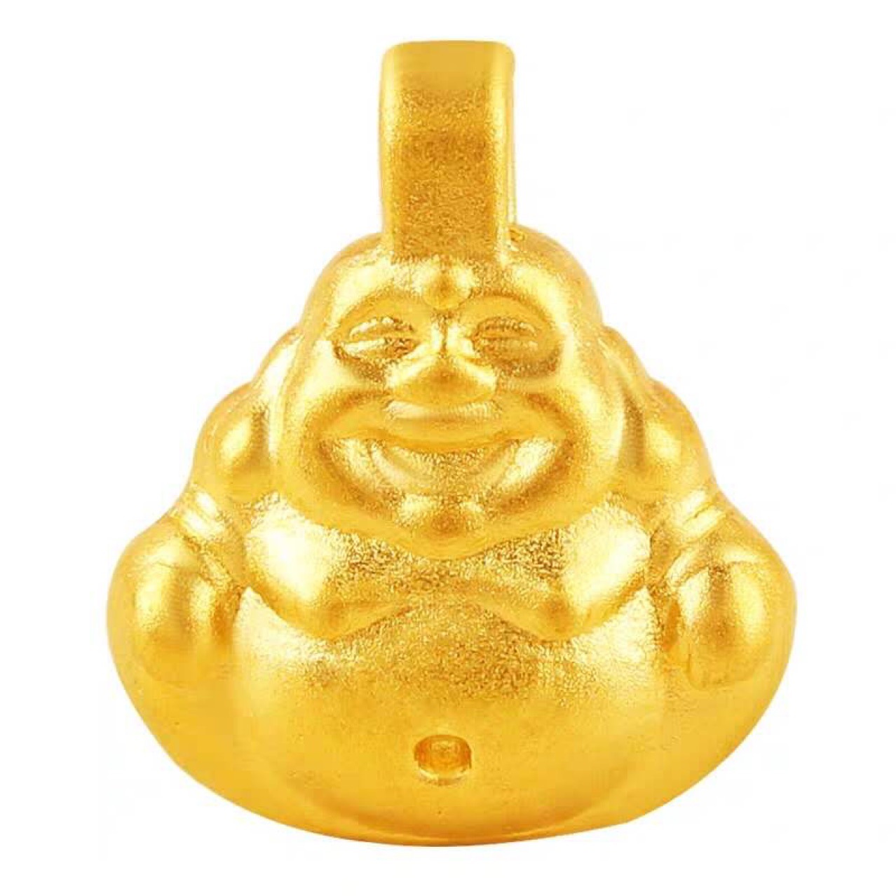 黄金小弥勒佛吊坠 999足金大肚佛吊坠 3d硬金小萌佛转运珠项链