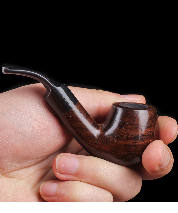 小烟斗黑檀木弯式过滤烟斗烟丝用烟斗掌心斗活性炭滤芯男士便携