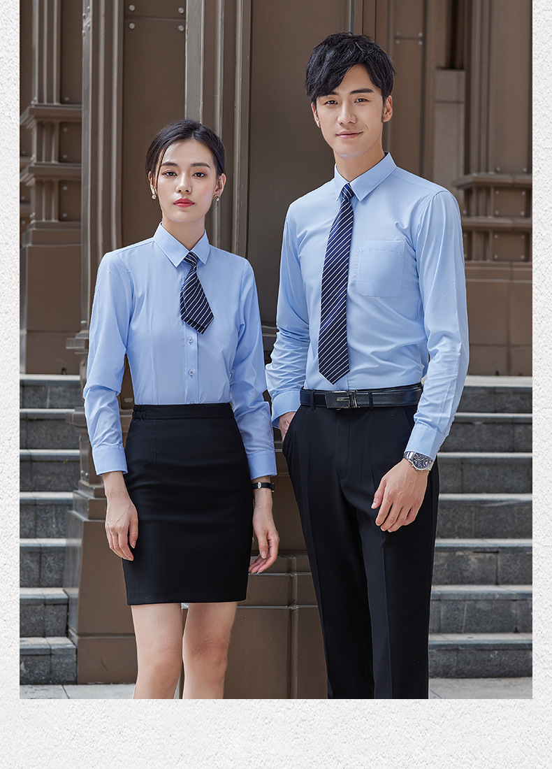 定制衬衫绣logo男女职业长袖工装房产销售教师工作服套装正装衬衣