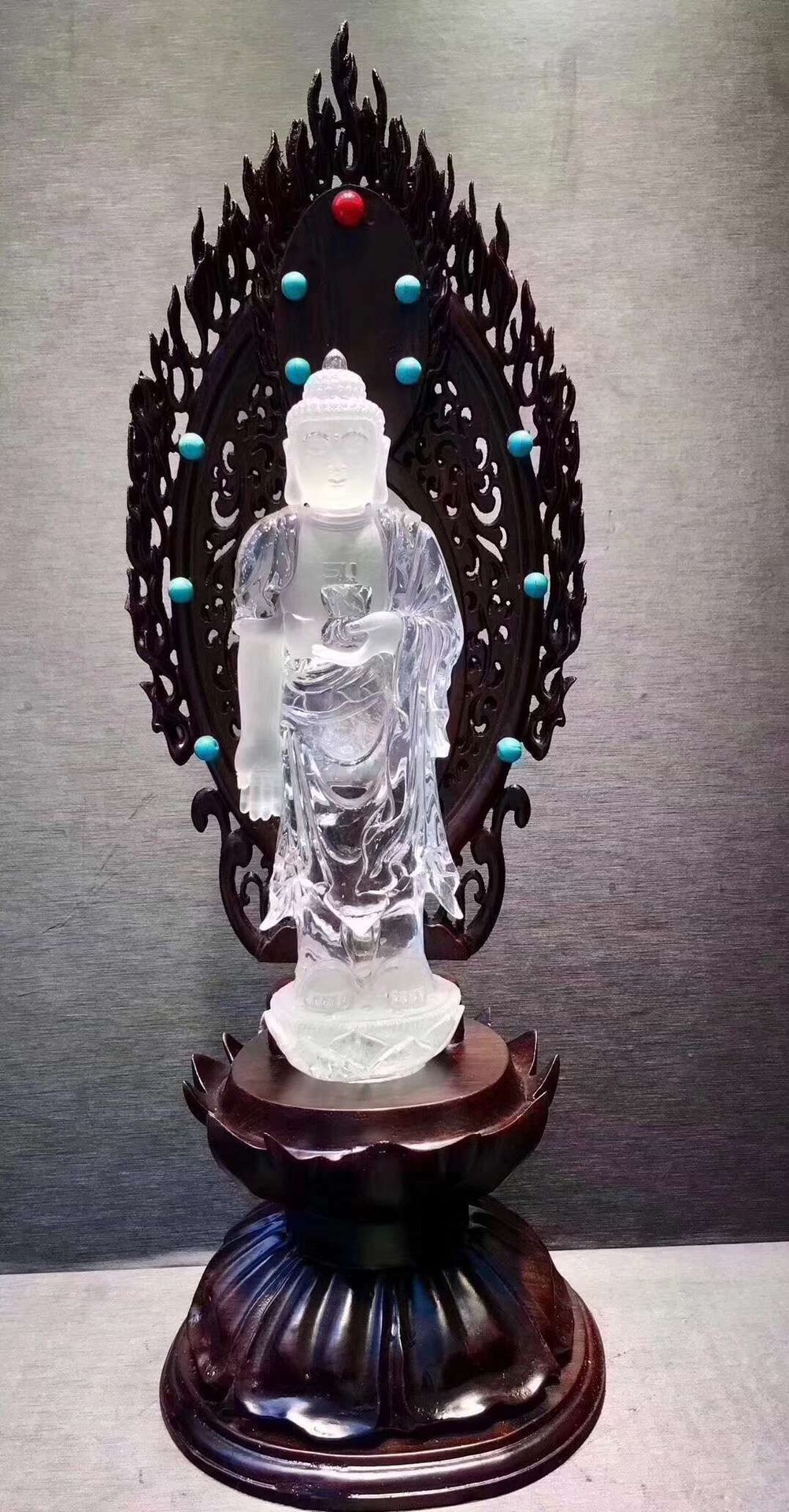 福寿天然白水晶释迦牟尼佛祖摆件阿弥陀佛摆件开脸细致佛祖