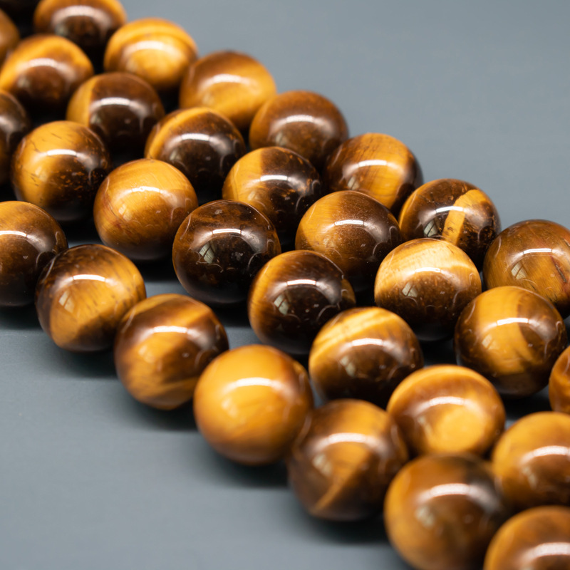 厂家批发紫虎石石珠 虎眼石散珠 圆形紫色虎眼石散珠手链串珠材料