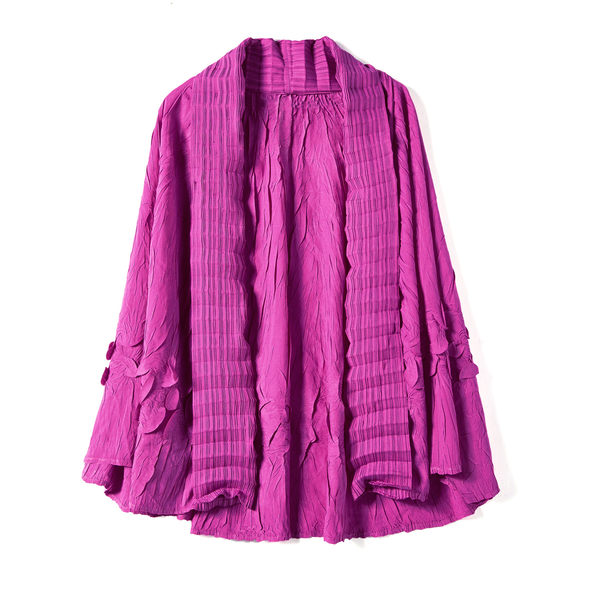 围巾领短款披风三宅褶皱手工压花高端宽松斗篷外套春秋季蝙蝠衫