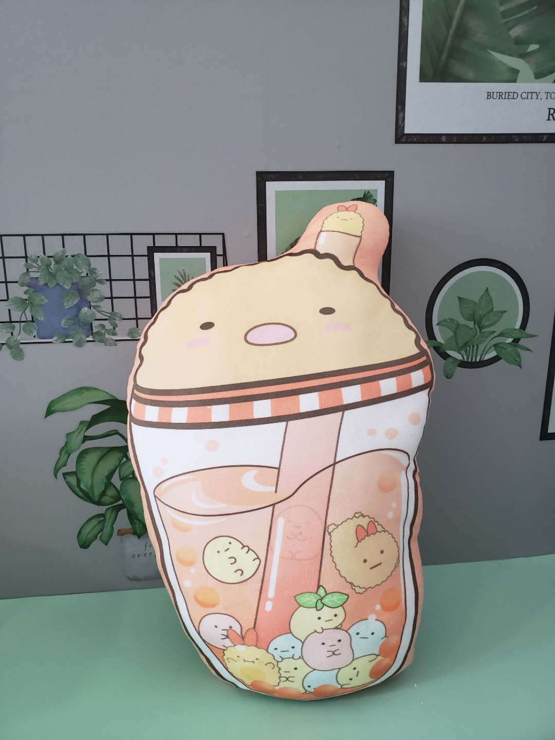 跨境角落生物奶茶抱枕创意可爱钥匙扣卡通挂件毛绒玩具可定制批发