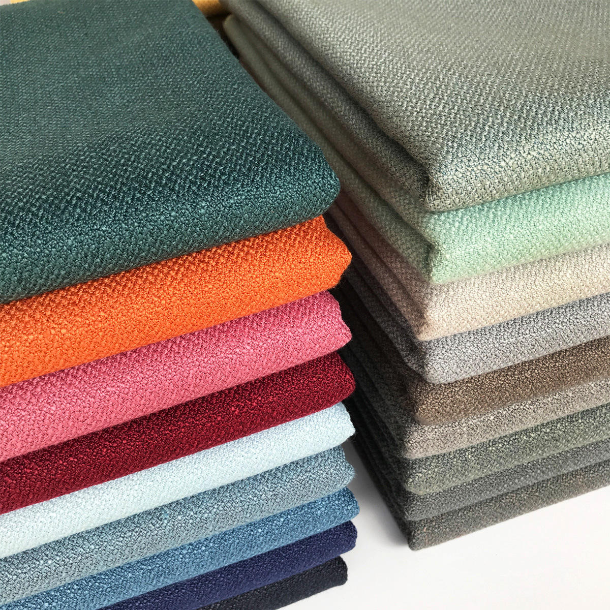 厂家现货粘胶人棉涤纶布 交织面料 纯色仿麻布 沙发垫布 沙发布料