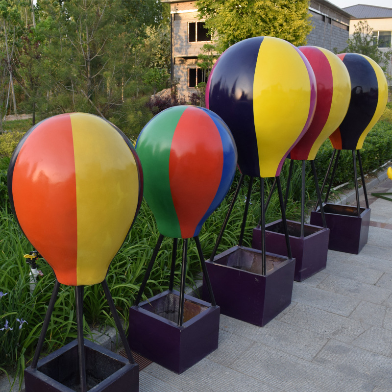 玻璃钢彩绘热气球雕塑 游乐园商场美陈 大型园林景观户外雕塑摆件