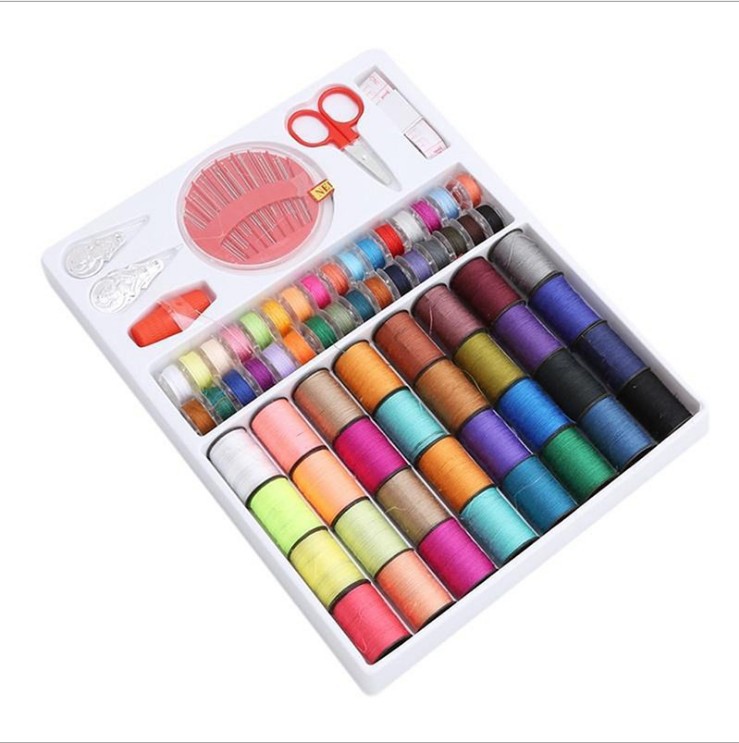 Color Sewing Machine Thread (Roll) + Scissors + Ruler + Needle, Sewing Kit. Sewing Kit Household Small Roll Multi-Color Set