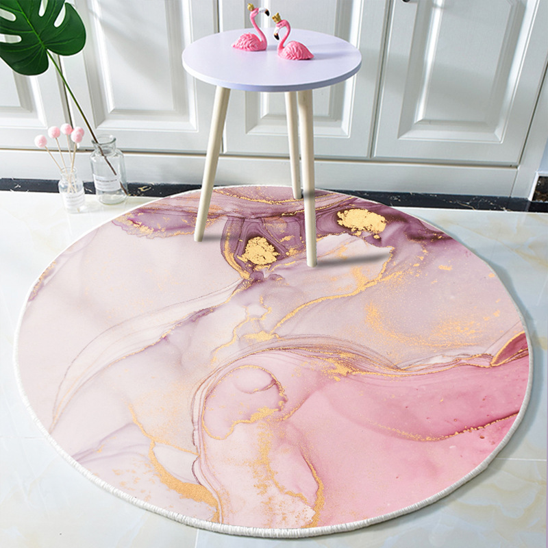 Pink Marbling Geometric Modern round Carpet Floor Mat Living Room Sofa Dining Room Tea Table Cloth Chair Cushion Home