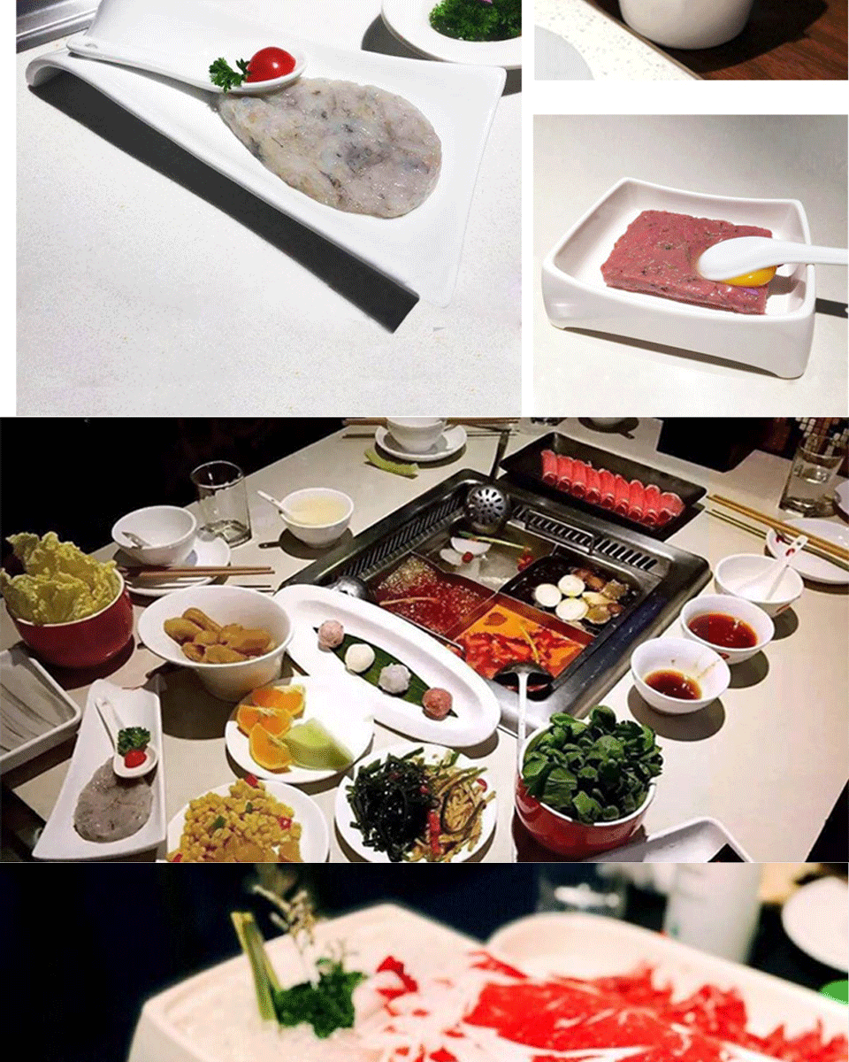 海底捞款式涮菜盘火锅密胺餐具可叠放方盘自助餐厅烤肉密胺盘子