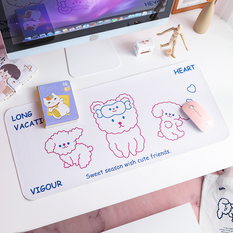 Cartoon Cute Computer Desk Pad Pu Waterproof Student Desk Mat Large Keyboard and Mouse Pad Office Table Mat Placemat