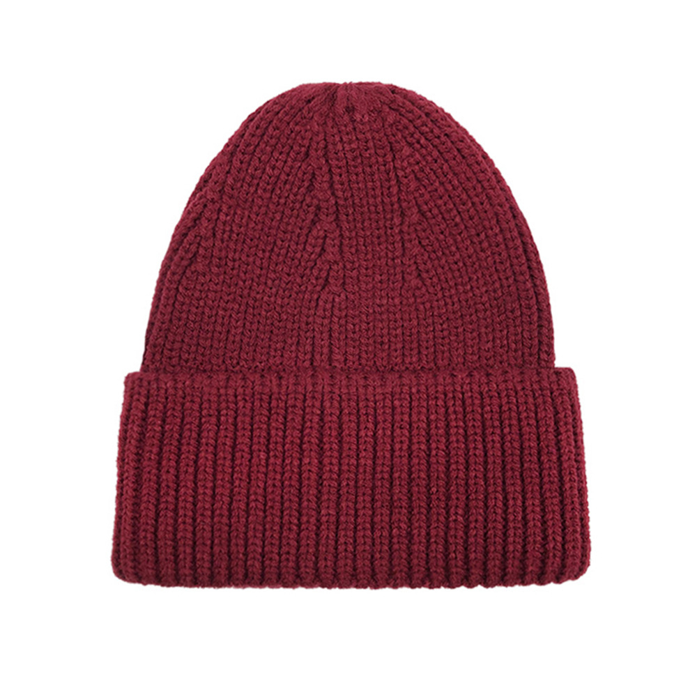 New Knitted Hat Children Couple Solid Color Autumn and Winter Thickening Cap Men's European and American Pullover Keep Warm Woolen Cap Beanie Hat Cross-Border