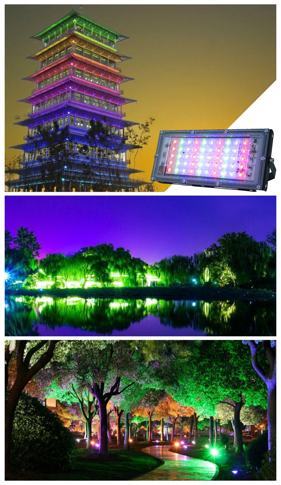 led投光灯铝材泛光灯珠点投光灯50w室外照明灯跨境220v