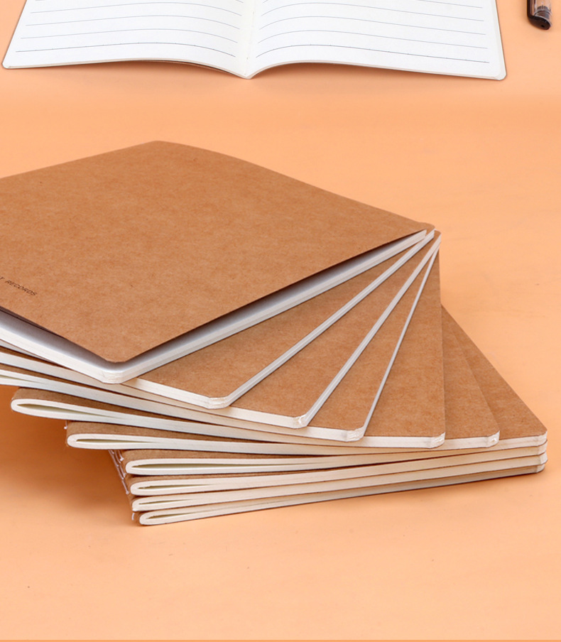 a5牛皮纸横线本子32k牛皮封面车线本日记笔记本子学生牛卡缝线本