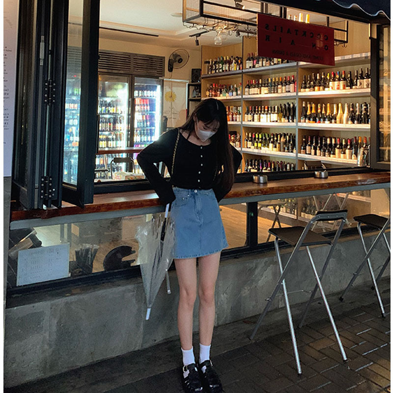 牛仔裙薄款半身裙女设计感小众2020新款a字高腰短裙盐系穿搭代发