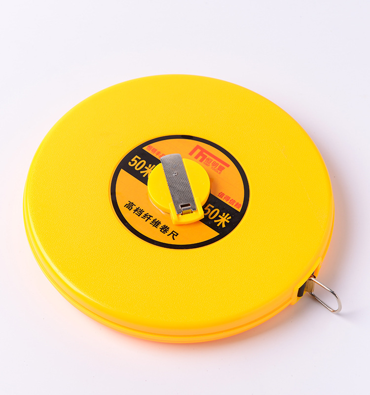 厂家批发高质量麻布手摇式布卷尺圆盘尺50米100米红布尺一件代发