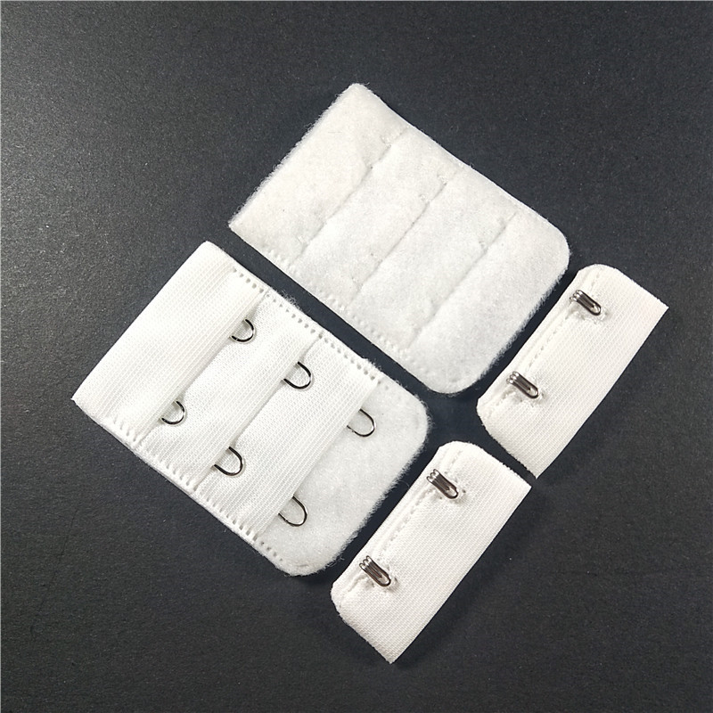 三排两扣文胸背扣尼龙3.8cm宽胸围白色调节搭扣内衣配件