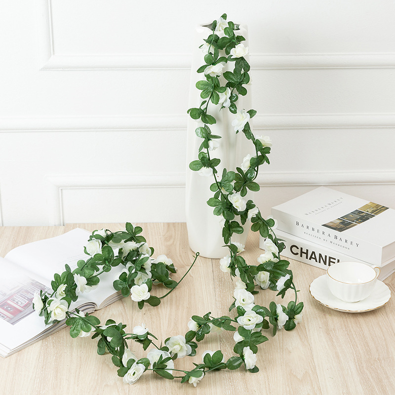 Artificial Flower 45 Head Rose Vine Fake Flower Wedding Arch Outdoor Ornamental Flower Silk Flower Rattan Vine Exclusive for Cross-Border