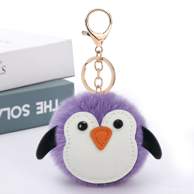 Hot Selling Cute Penguin Fur Ball Plush Key Chain Pendant Cartoon Animal Bag Car Pendant Small Animal Fur Ball