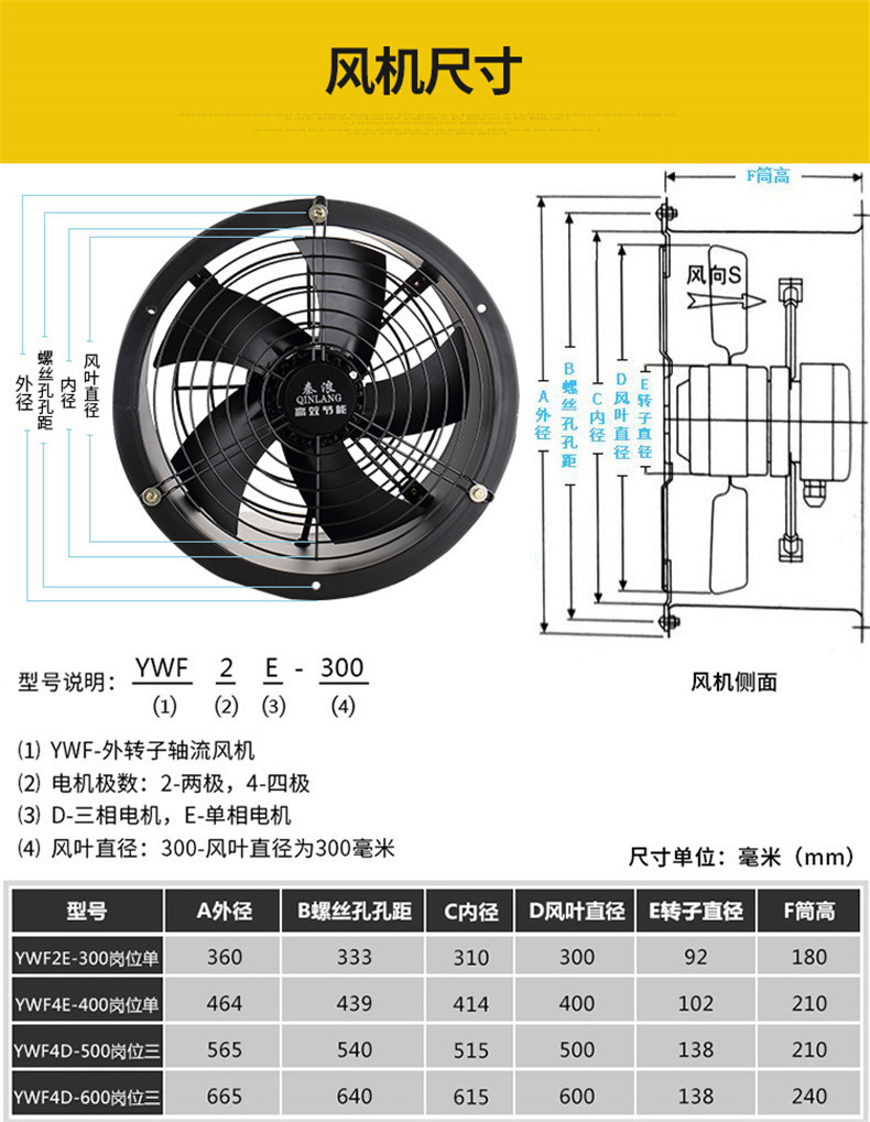 岗位式外转子轴流风机大功率380v工业高速强力排风扇220v通风机