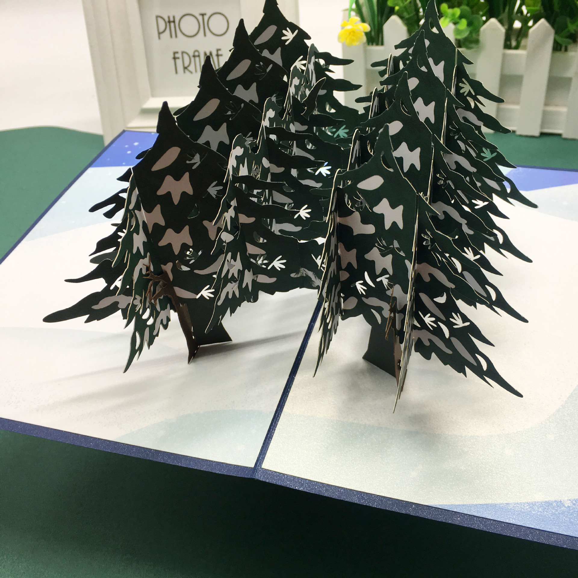 圣诞贺卡立体贺卡3d纸雕批发激光镂空圣诞树造型节日礼品祝福卡