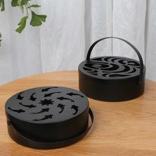 家用铁艺镂空蚊香架可悬挂防火蚊香盒便携可挂式带盖蚊香托盘