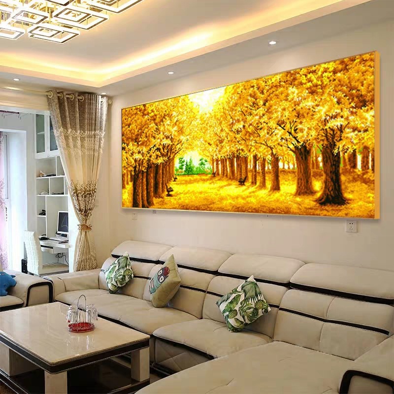 5d钻石画满钻风景黄金满地贴砖点十字钻石绣2020客厅新款珠绣欧式