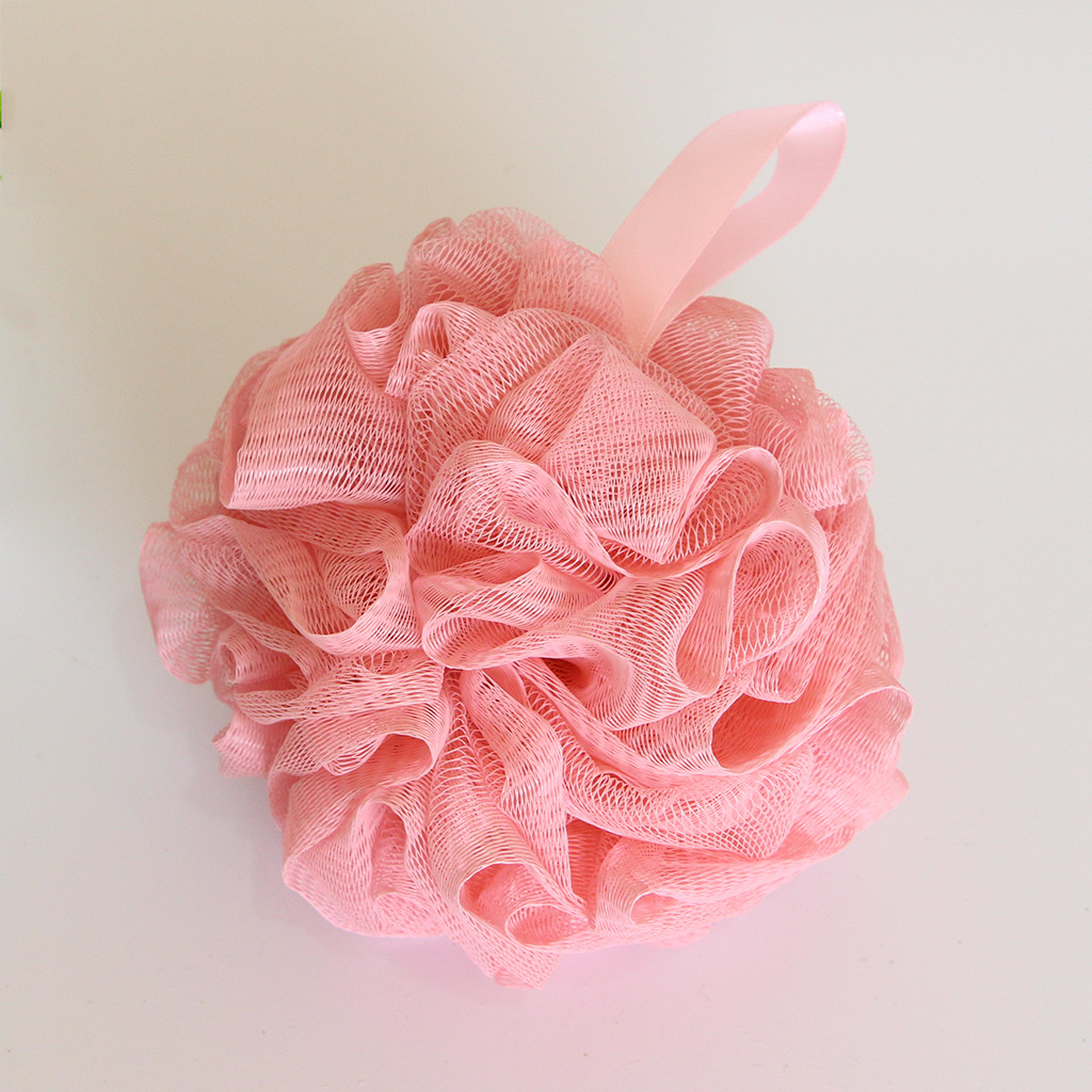 大号可挂式柔软素色沐浴球 日式少女心丝带浴花洗澡起泡搓澡浴球