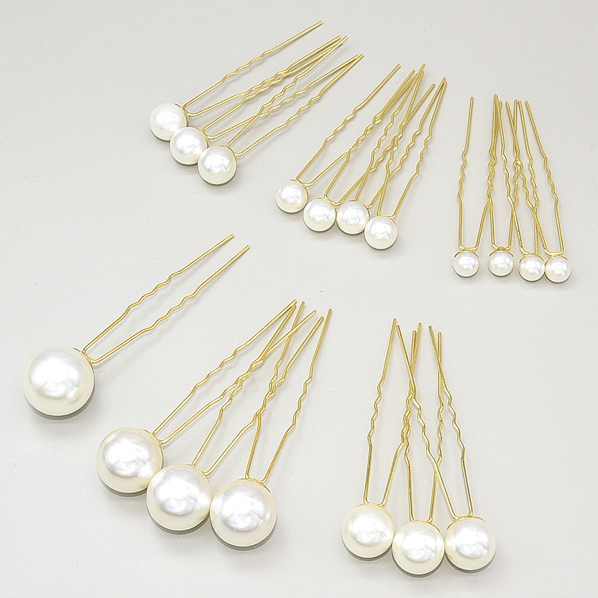 2020 Bridal Headdress 18 Pieces Pearl Hairpin Hair Accessories European and American Retro Makeup Updo Flower Beads U-Shaped Hairpin Accessories