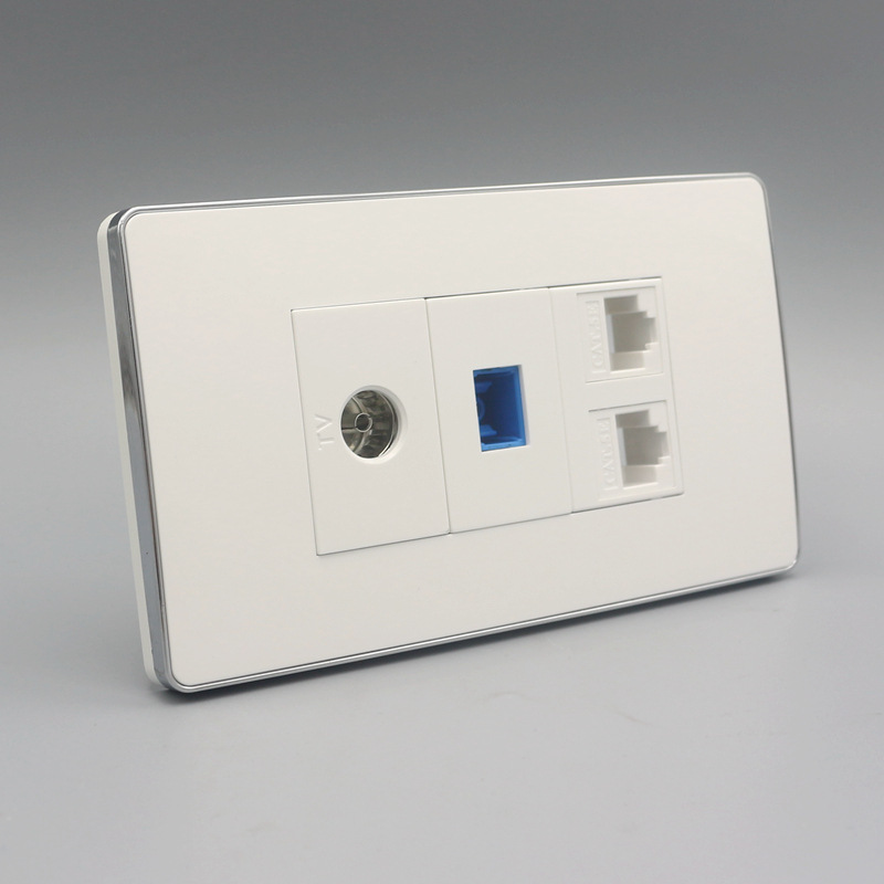 120型双口网络电视面板 tv有线电视 rj45电脑网络 sc光纤宽带插座