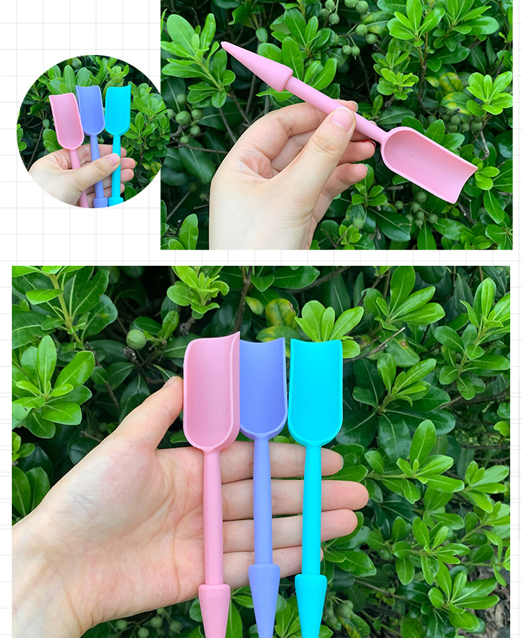 园林工具塑料多肉铲勺彩色微景观铲土绿植盆栽种植钻头两用